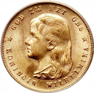 10 Gulden olandese Wilhelmina I 1892-1897