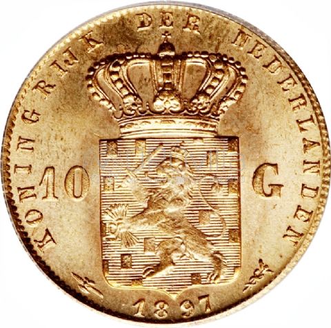 10 Gulden olandese Wilhelmina I 1892-1897