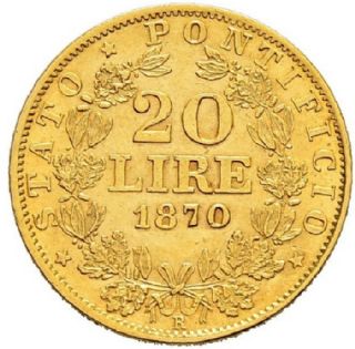 20 Lire Oro Stato Pontificio Pio IX