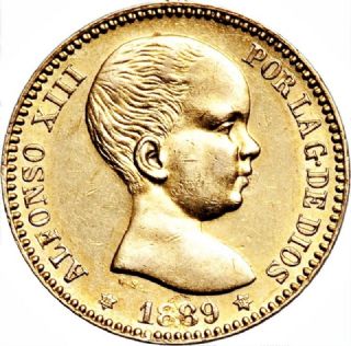 20 Pesetas Alfonso XIII (primo ritratto)