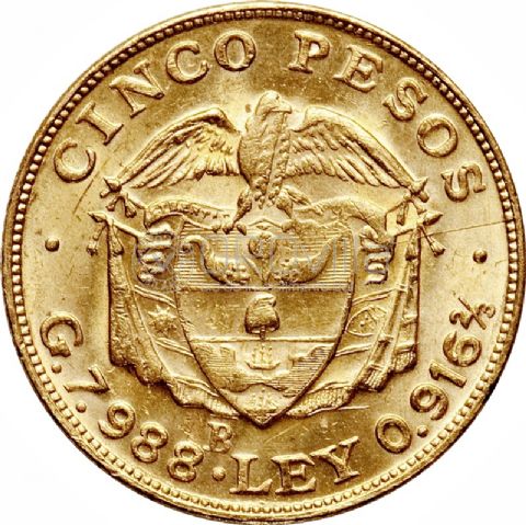 5 Pesos Colombia 1919-1924