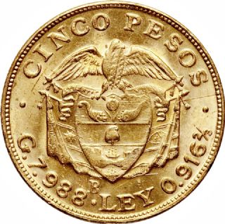 5 Pesos Colombia 1919-1924