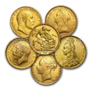 Sterlina d'oro di anni misti lotto 5 pezzi
