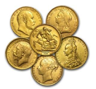 Sterlina d'oro di anni misti lotto 5 pezzi