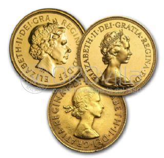 Sterlina d'oro di anni misti lotto 5 pezzi