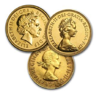 Sterlina d'oro di anni misti lotto 5 pezzi