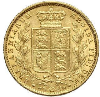 Sterlina d'oro Vittoria giovane stemmata