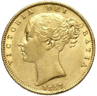 Sterlina d'oro Vittoria giovane stemmata