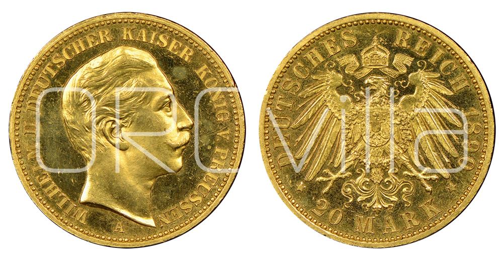 20 marchi tedeschi Guglielmo II Wurttemberg