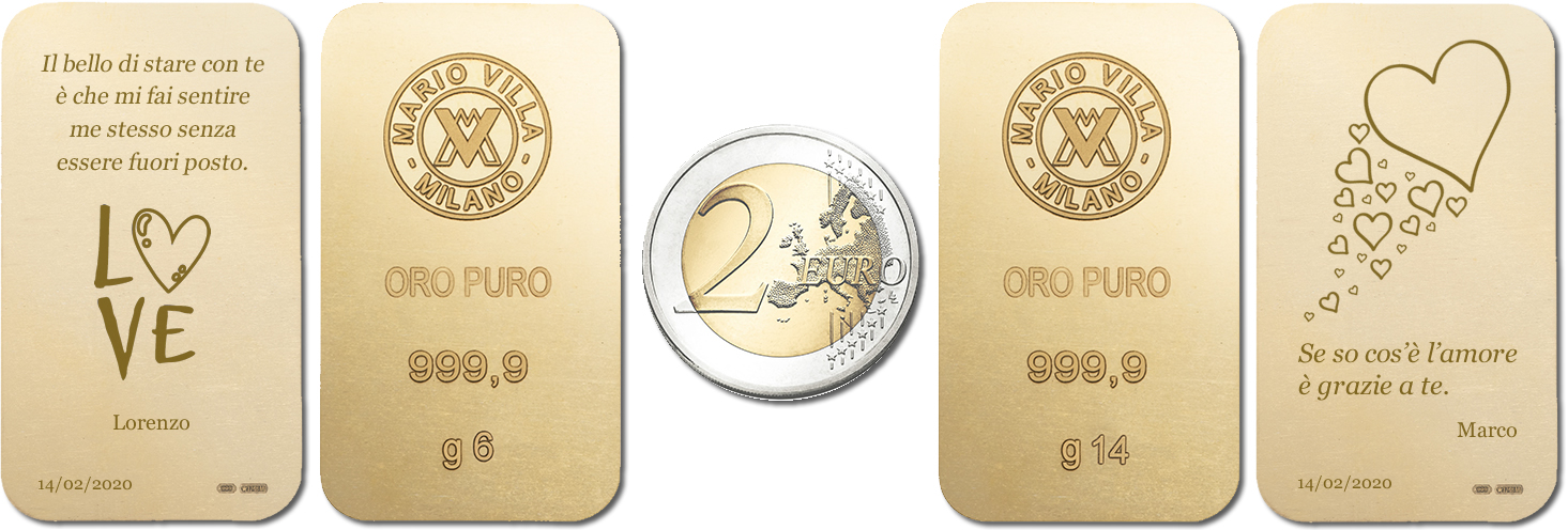 Lingotti d'oro personalizzati San Valentino